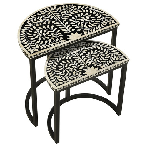 Coaster Furniture Zakiya Black White 2pc Nesting Table
