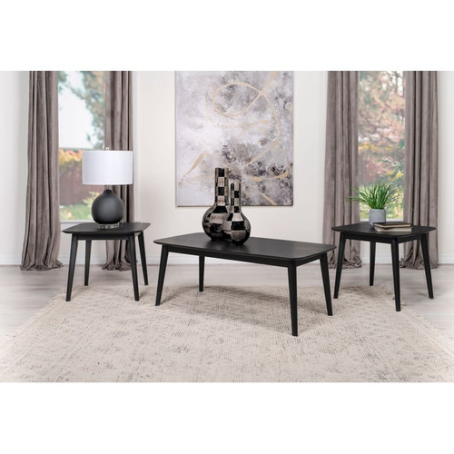 Coaster Furniture Carey Black 3pc Coffee Table Set