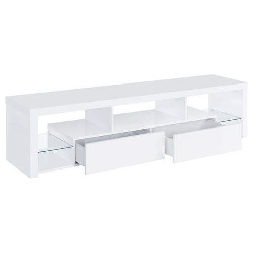 Coaster Furniture Jude White High Gloss 2 Drawers 71 Inch TV Stand