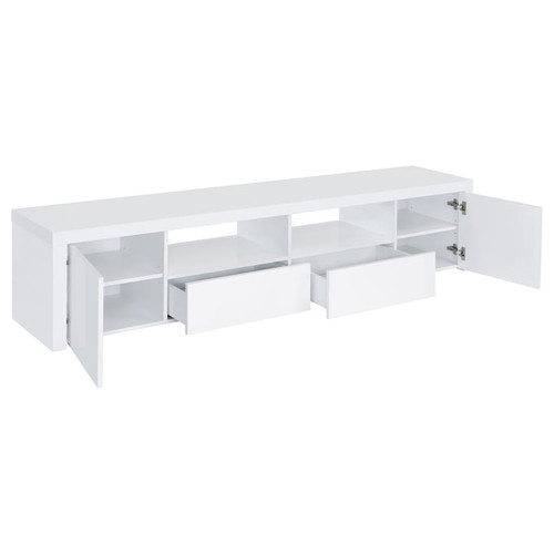 Coaster Furniture Jude White High Gloss 2 Door 79 Inch TV Stand