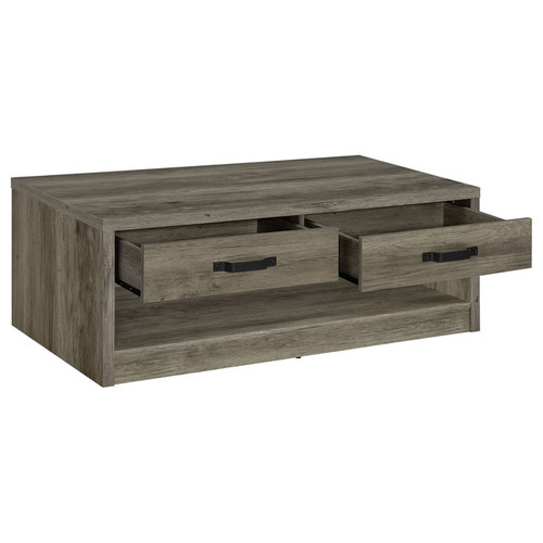 Coaster Furniture Felix Grey Driftwood 2 Drawers Coffee Table