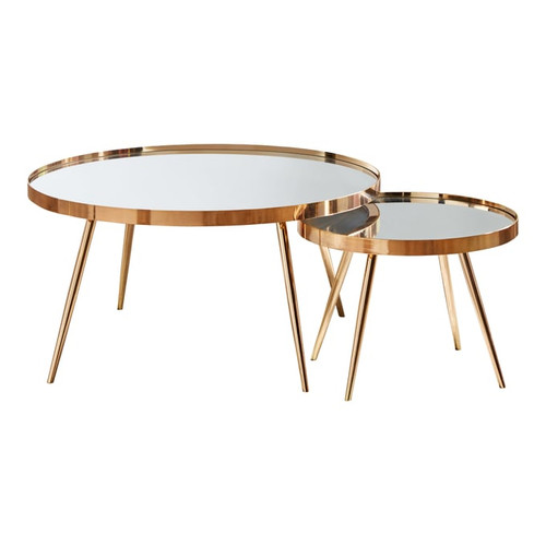 Coaster Furniture Kaelyn Gold 2pc Mirror Top Nesting Coffee Tables