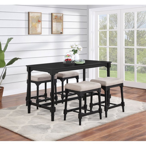 Coaster Furniture Martina Oatmeal Black 5pc Counter Height Dining Sets