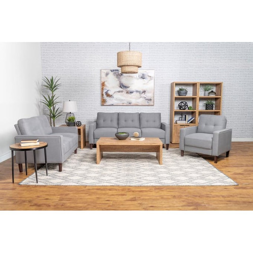 Coaster Furniture Bowen Grey Upholstered 3pc Living Room Set