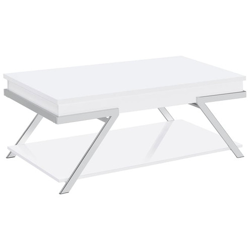 Coaster Furniture Marcia White High Gloss 3pc Coffee Table Set