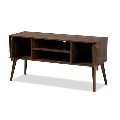 Baxton Studio Alard Walnut Brown Wood 2 Doors TV Stand