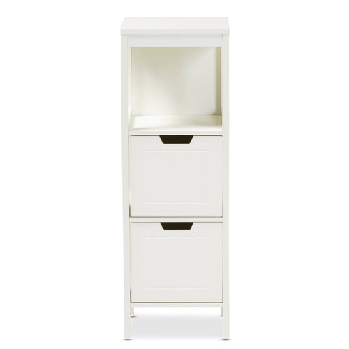Baxton Studio Reuben White Wood 2 Drawer Storage Cabinet
