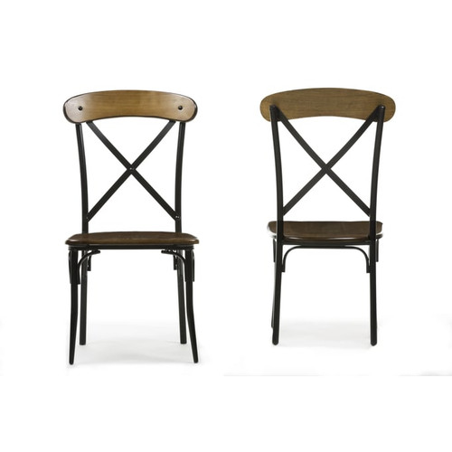 2 Baxton Studio Broxburn Light Brown Armless Dining Chairs