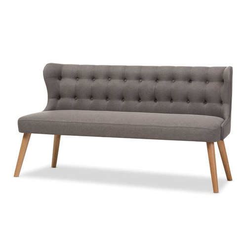 Baxton Studio Melody Grey Fabric 3 Seater Settee Bench