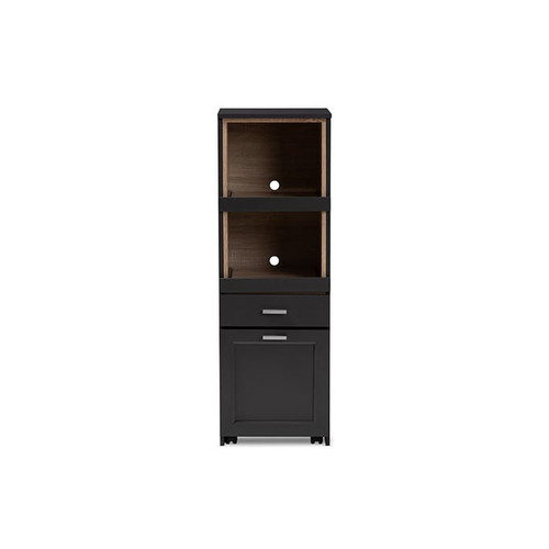 Baxton Studio Fabian Dark Grey Kitchen Cabinet with Roll Out Compartment