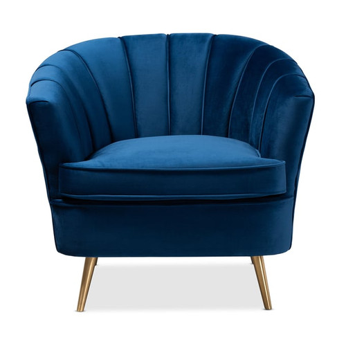 Baxton Studio Emeline Navy Blue Velvet Upholstered Accent Chair