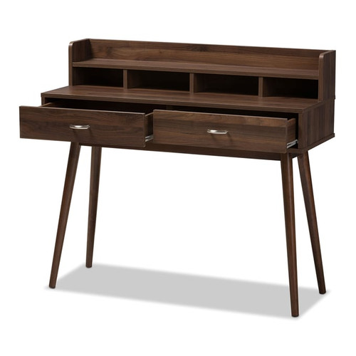 Baxton Studio Disa Modern Brown Wood 2 Drawers Desk