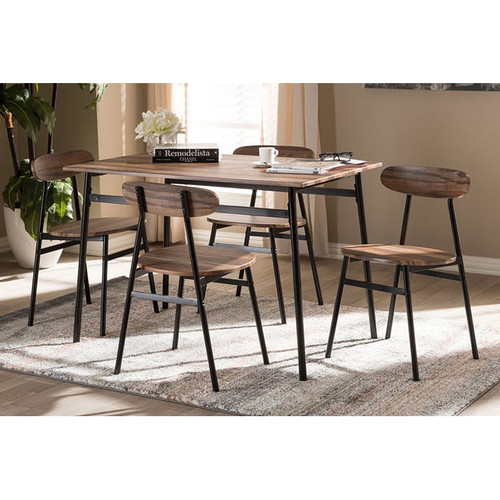 Baxton Studio Darcia Brown Wood 5pc Dining Set