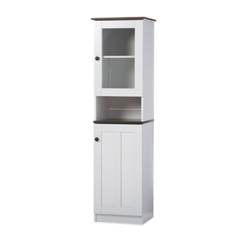 Baxton Studio Lauren White Wood Buffet and Hutch Kitchen Cabinet