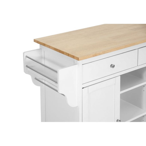 Baxton Studio Meryland White Wood Kitchen Island Cart