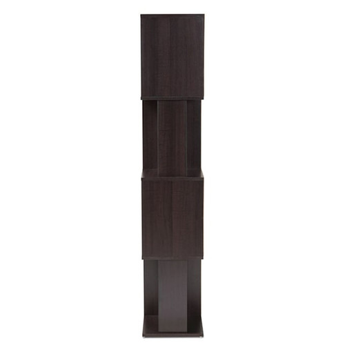 Baxton Studio Riva Dark Brown Wood Geometric Bookshelf