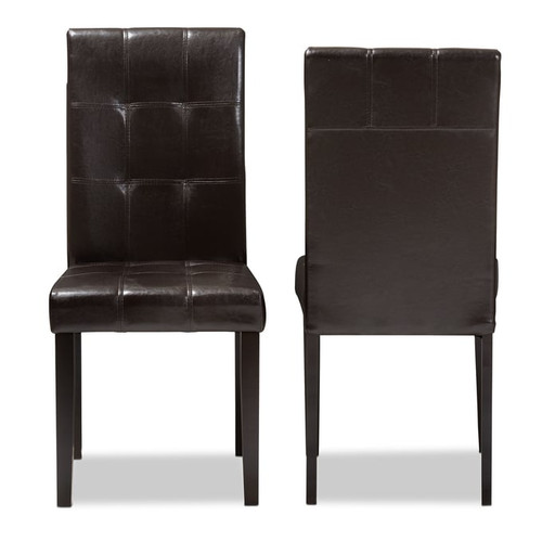 2 Baxton Studio Avery Dark Brown Faux Leather Upholstered Dining Chairs