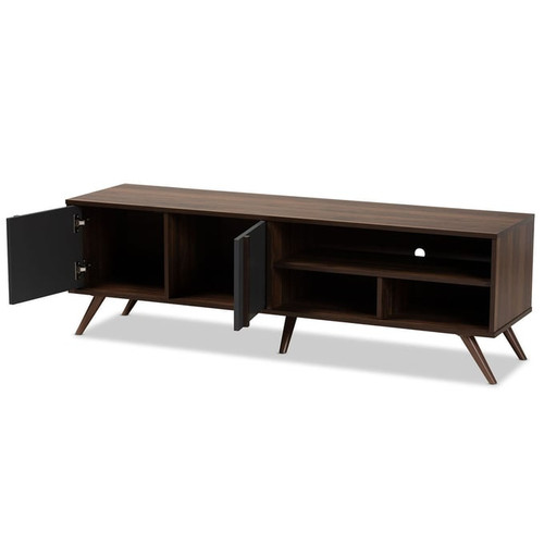 Baxton Studio Naoki Grey Walnut 2 Door TV Stand