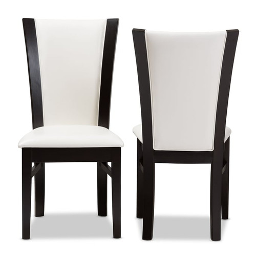 2 Baxton Studio Adley White Faux Leather Dining Chairs