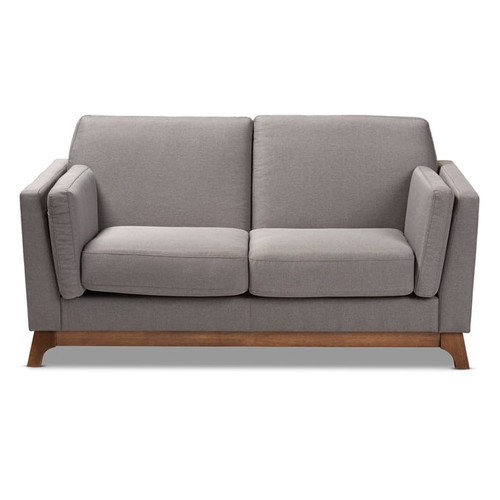 Baxton Studio Sava Grey Fabric Upholstered 2 Seater Loveseat