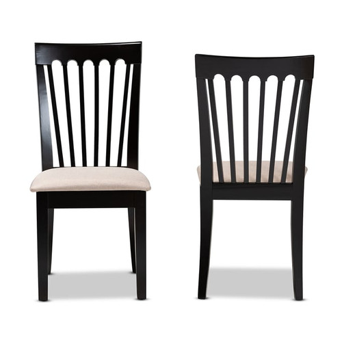 2 Baxton Studio Minette Sand Dark Brown Wood Dining Chairs