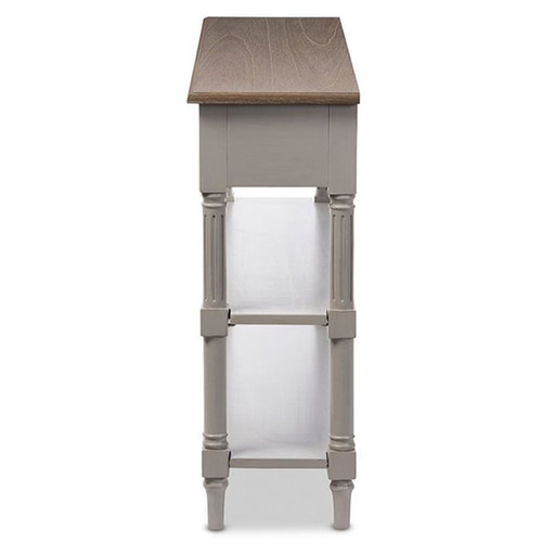 Baxton Studio Edouard Grey Light Brown Wood 2 Drawers Console Table