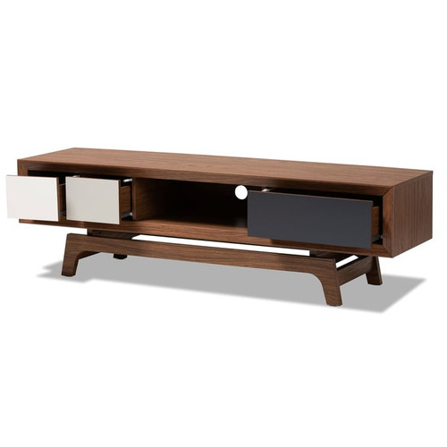 Baxton Studio Svante Walnut Wood 3 Drawers TV Stand