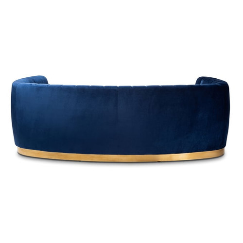 Baxton Studio Milena Glam Royal Blue Velvet Upholstered Sofa