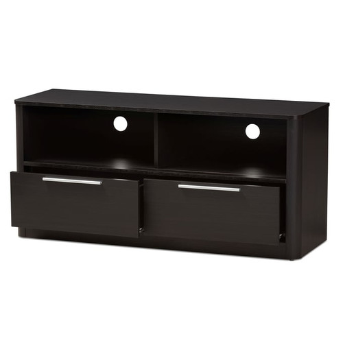 Baxton Studio Carlingford Dark Brown Wood 2 Drawers TV Stand