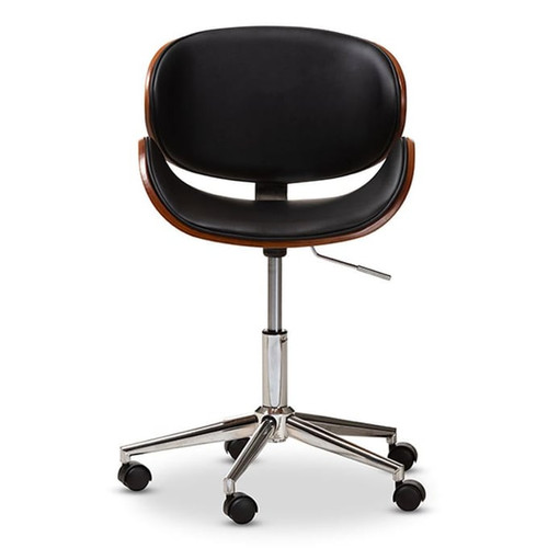 Baxton Studio Ambrosio Black Faux Leather Upholstered Adjustable Swivel Office Chair