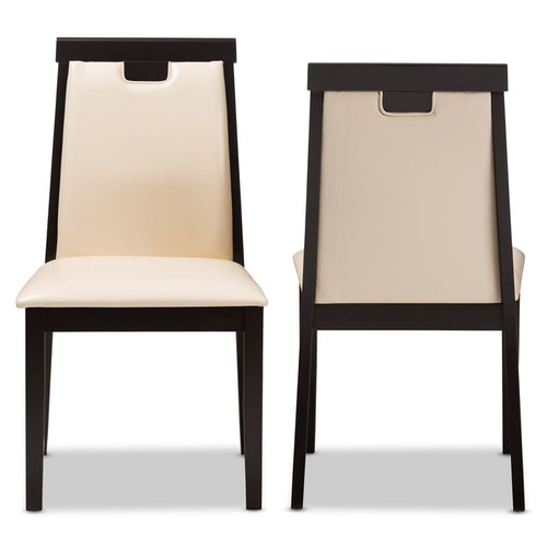 2 Baxton Studio Evelyn Beige Faux Leather Upholstered Dining Chairs