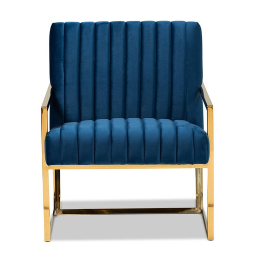 Baxton Studio Janelle Royal Blue Gold Accent Chair