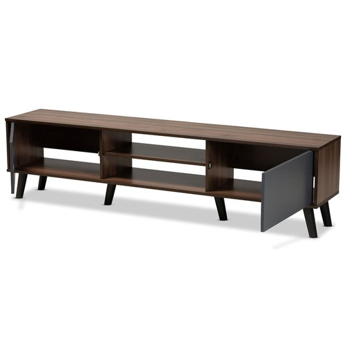 Baxton Studio Clapton Grey Walnut Brown TV Stand