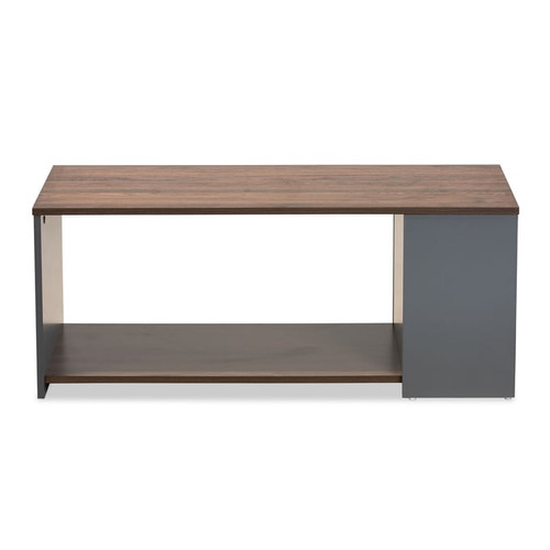 Baxton Studio Thornton Walnut Brown Grey Wood Storage Coffee Table