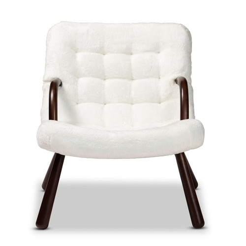 Baxton Studio Eisa White Sherpa Accent Chair