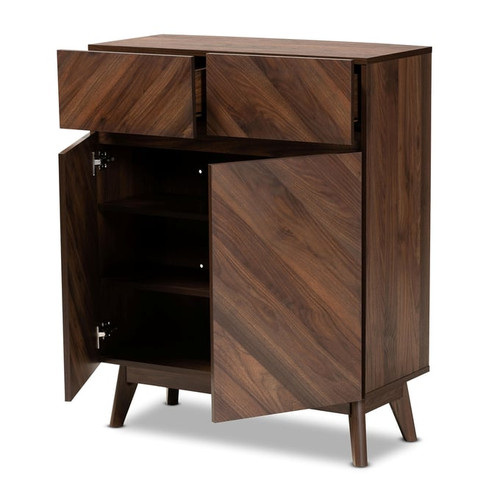 Baxton Studio Hartman Walnut Brown Wood Shoe Cabinet