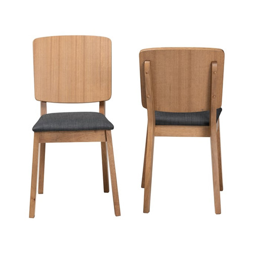 2 Baxton Studio Denmark Grey Oak Brown Dining Chairs