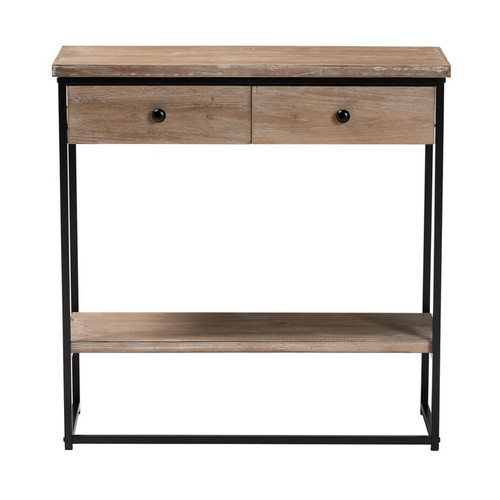 Baxton Studio Silas Natural Brown Wood 2 Drawer Console Table