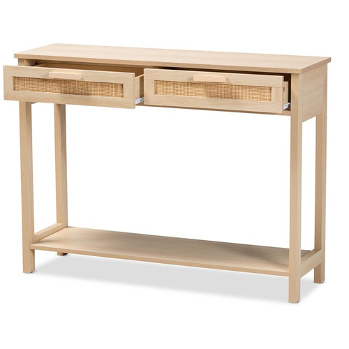 Baxton Studio Sebille Light Brown 2 Drawer Console Table