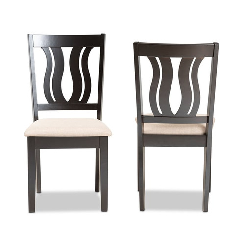2 Baxton Studio Fenton Sand Dark Brown Dining Chairs