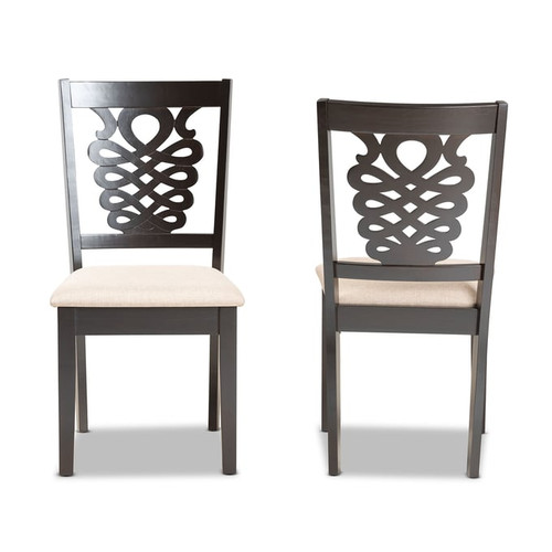 2 Baxton Studio Gervais Sand Dark Brown Dining Chairs
