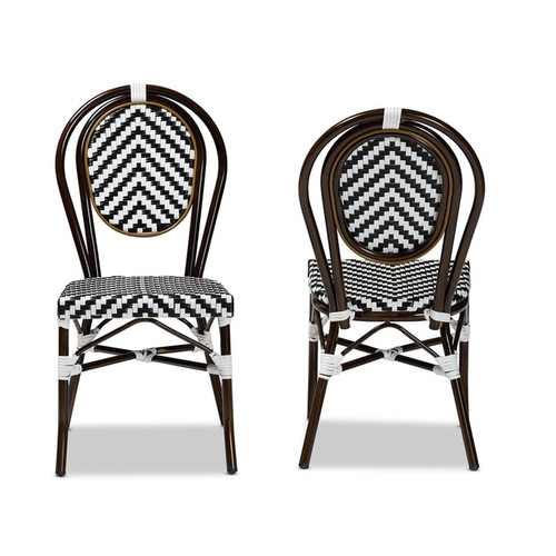 2 Baxton Studio Alaire Black White Outdoor Dining Chairs