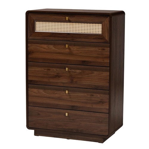 Baxton Studio Jenibelle Walnut Brown 5 Drawer Chest