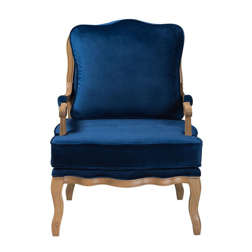 Baxton Studio Jules Navy Blue French Oak Accent Chair