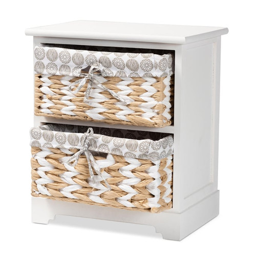 Baxton Studio Rianne White Modern Wood 2 Basket Storage End Table