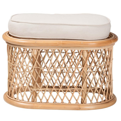 Baxton Studio Ladonna Natural Rattan Ottoman Footstool