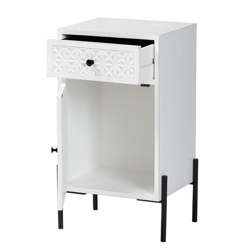 Baxton Studio Nefeli White Black 1 Drawer Storage Cabinet