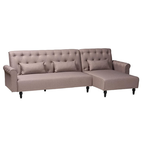 Baxton Studio Chesterfield Clay Black Convertible Sleeper Sofas