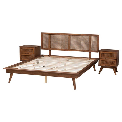 Baxton Studio Nura Walnut Brown 3pc Bedroom Sets