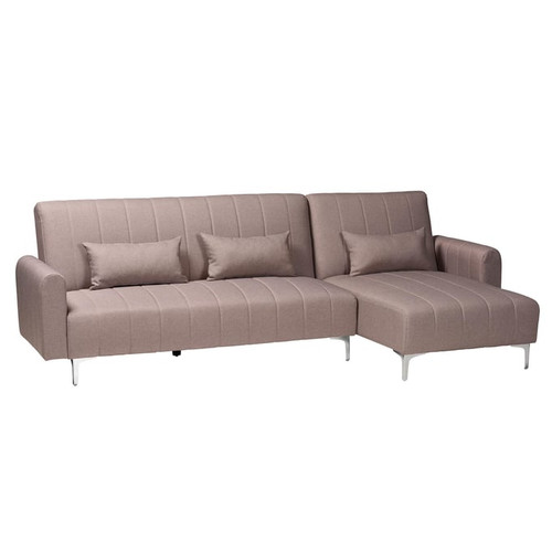 Baxton Studio Lanoma Clay Silver Convertible Sleeper Sofas